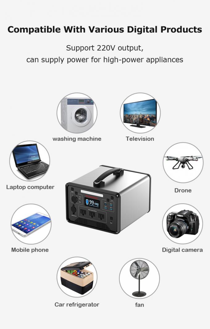 LifePO4 1000W Rechargeable Portable Power Supply 400000mAh Battery
